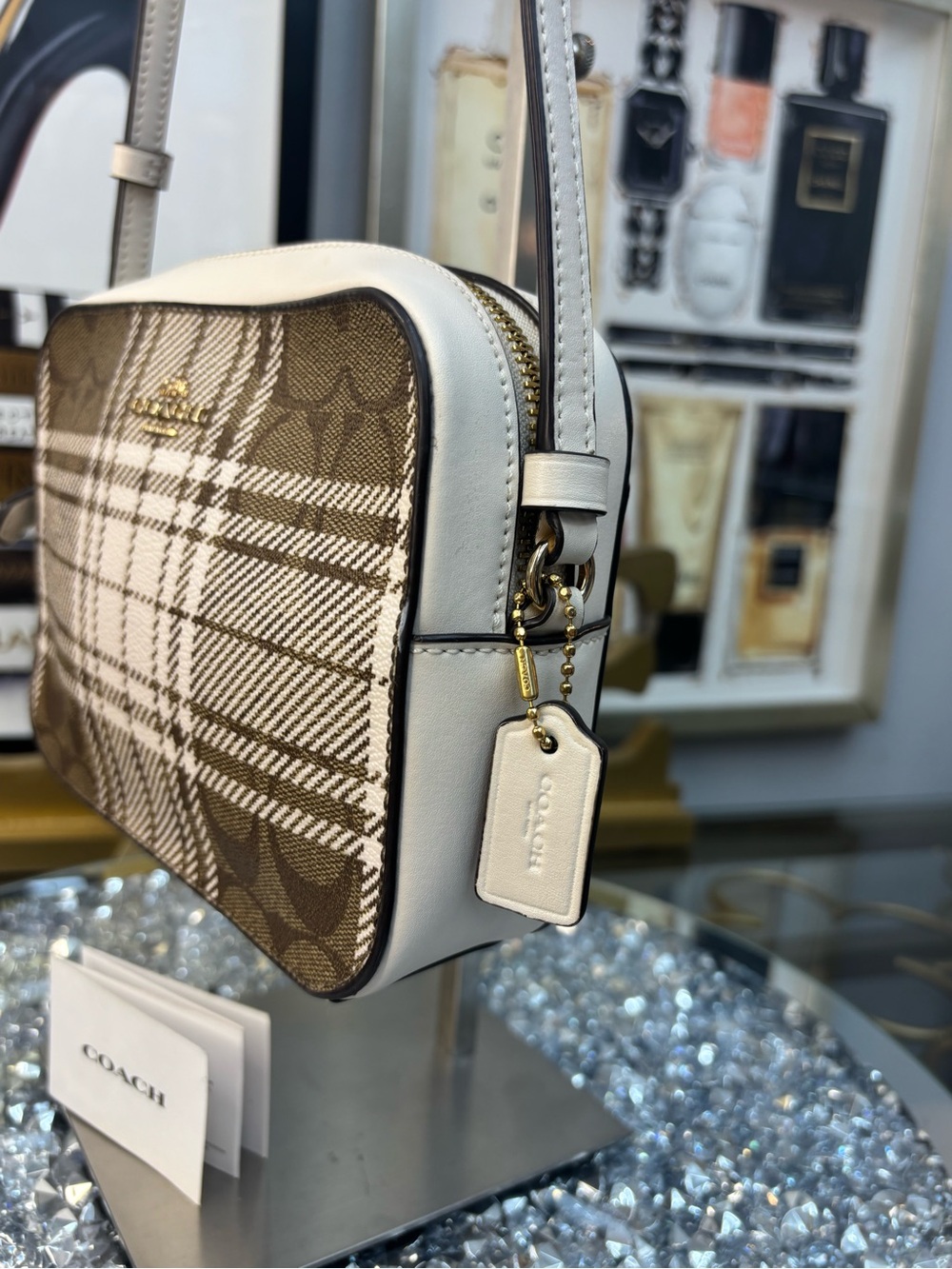 Coach 2021 Mini Camera in Hunting Fishing Plaid Print EUC - Picture 7 of 14